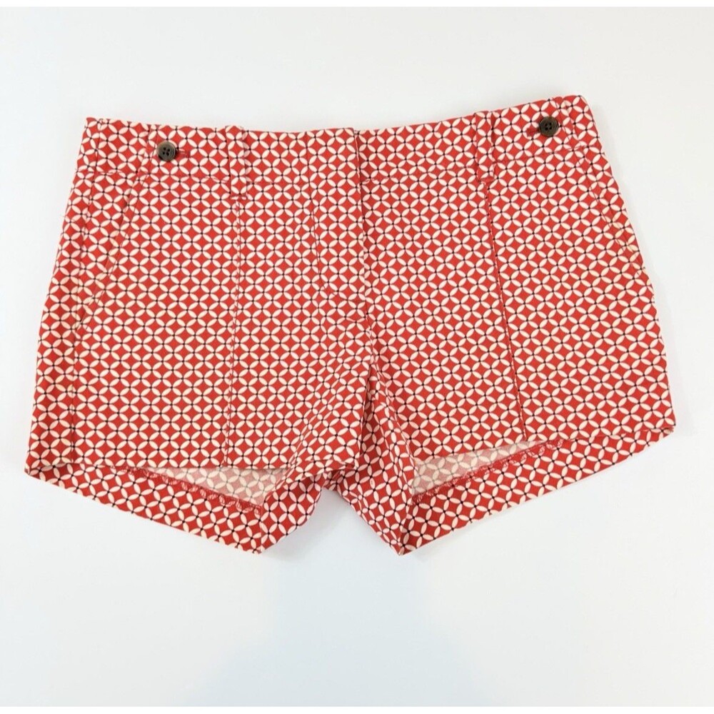 J.Crew City Fit Shorts Women's Size 2 Red White Geometric Print